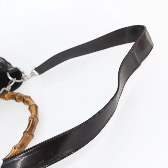 GUCCI Bamboo Hand Bag Nylon 2way Brown Silver 001 2123 1577 Auth 148948 - Picture 11 of 16